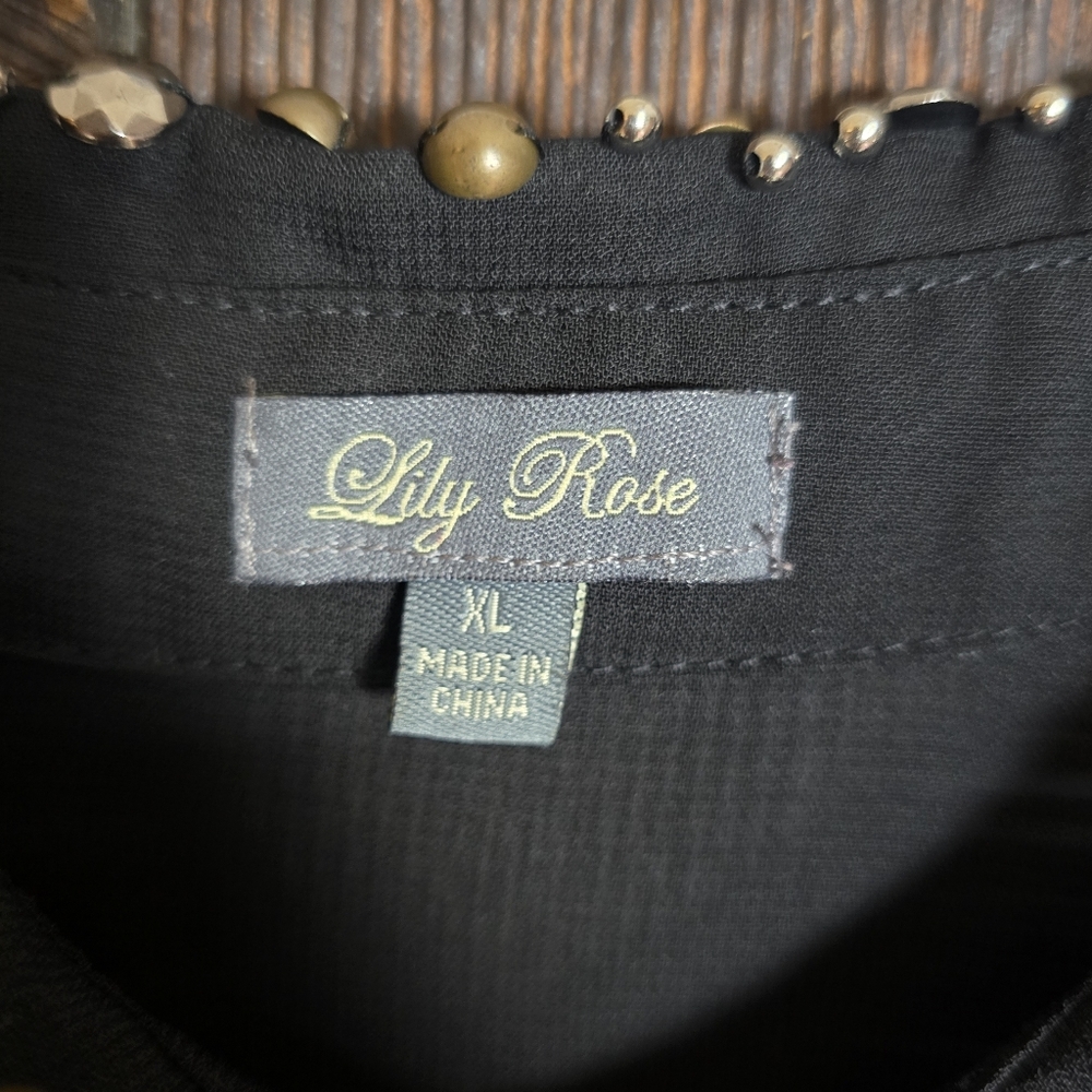 Lily Rose Black See Through Dress with Embellished Studded Collar XL - Picture 3 of 5
